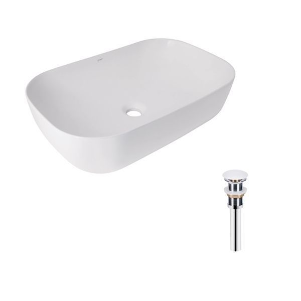 Комплект Qtap Robin: Раковина накладна прамокутна 600x390x150 мм White + Донний клапан PU02 SD00053421 фото
