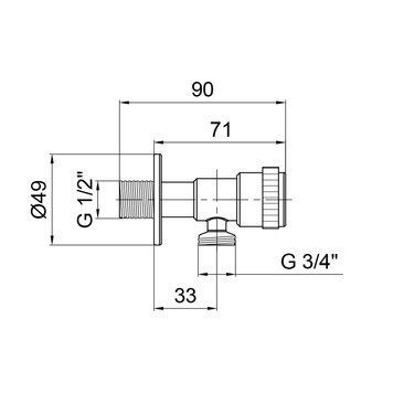 Кран кутовий Thermo Alliance Standart 1/2"Зх3/4"З нерж., з керам. буксою TAS345W1520SS SD00053549 фото