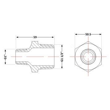 Ниппель чугунный 1" 1/2х1" НР SD00021246 фото