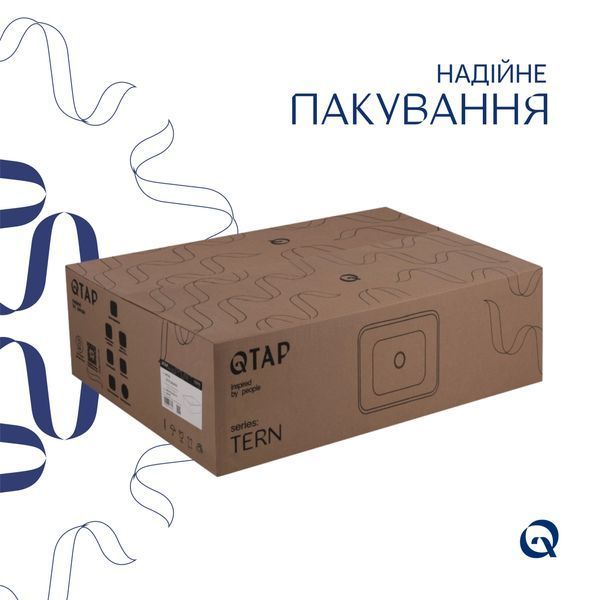Комплект Qtap Tern: Раковина накладна прамокутна 480х370х135 мм White + Донний клапан PU02 SD00053425 фото