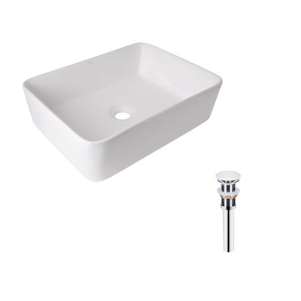 Комплект Qtap Tern: Раковина накладна прамокутна 480х370х135 мм White + Донний клапан PU02 SD00053425 фото