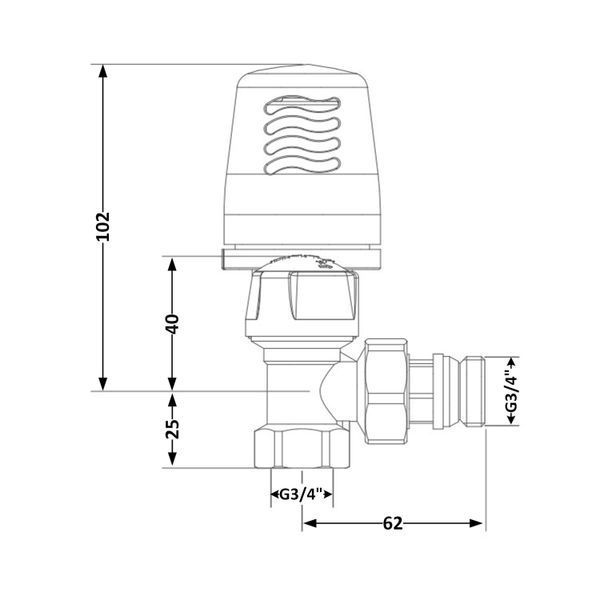 Кран радіаторний термостатичний Icma 3/4"ВН кутовий №764+940 82764AE06940 SD00054417 фото
