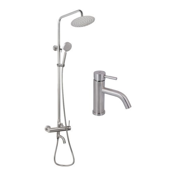 Акционный набор: Lidz Aria 0011F Смеситель для раковины (k35) Nickel + Lidz Aria 1031 Душевая система на 3 потребителя (с изливом) (k35) Nickel SD00055208 фото