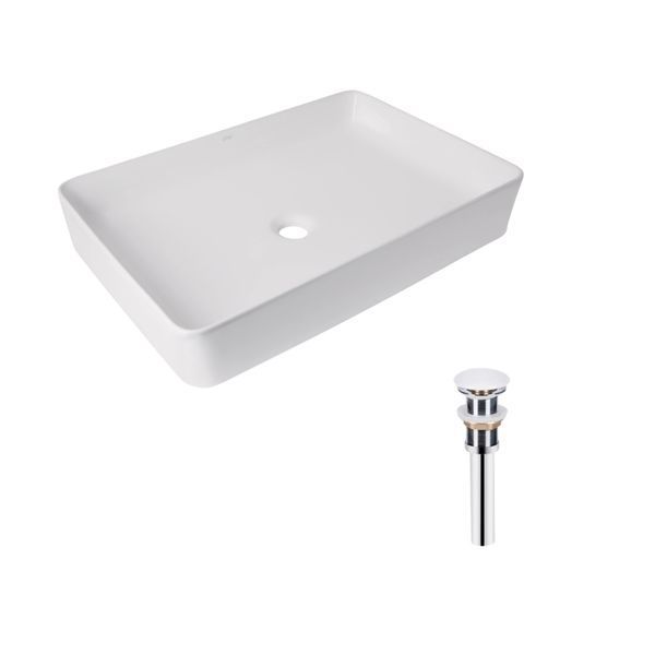 Комплект Qtap Tern: Раковина накладная прямоугольная 600x400x110 мм WHITE + Донный клапан PU02 SD00053427 фото