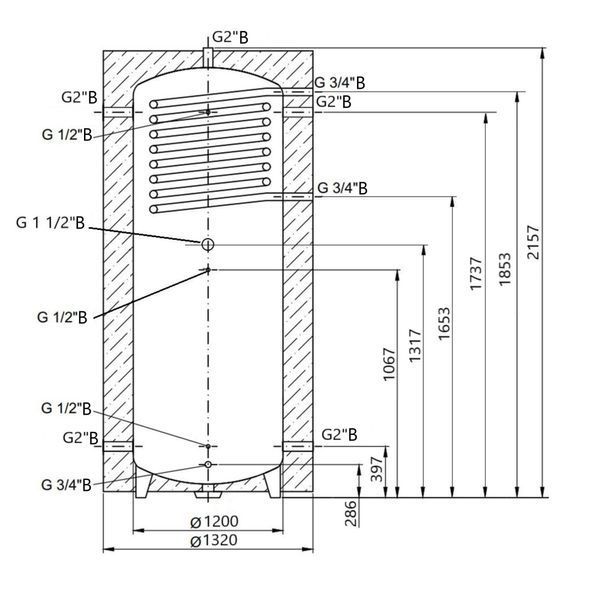 Теплоакумулятор Thermo Alliance TAI-10 2000 з теплообмінником 1,4 кв. м з ізоляцією 60 мм SD00046646 фото