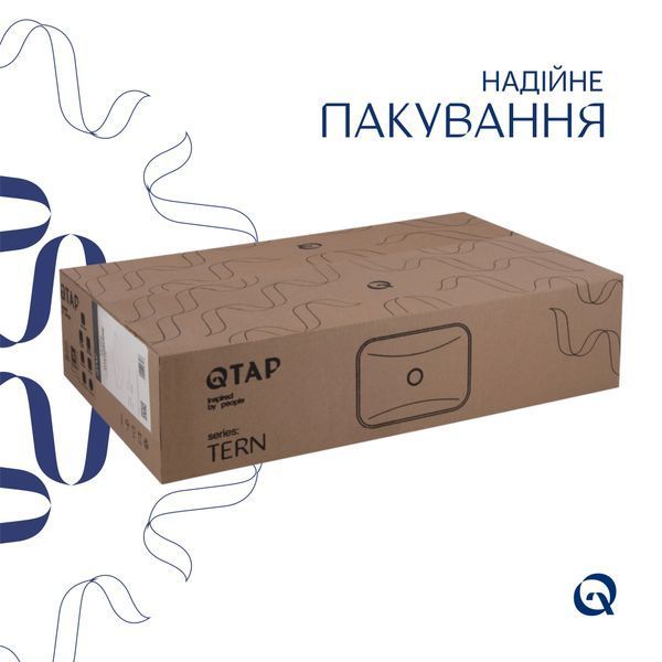 Комплект Qtap Tern: Раковина накладна прамокутна 610x350x135 мм WHITE + Донний клапан PU02 SD00053428 фото