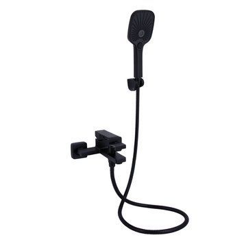 Змішувач для ванни Qtap Gemini (з душовим гарнітуром) QTGEM259BLM45682 Black Matt SD00051806 фото