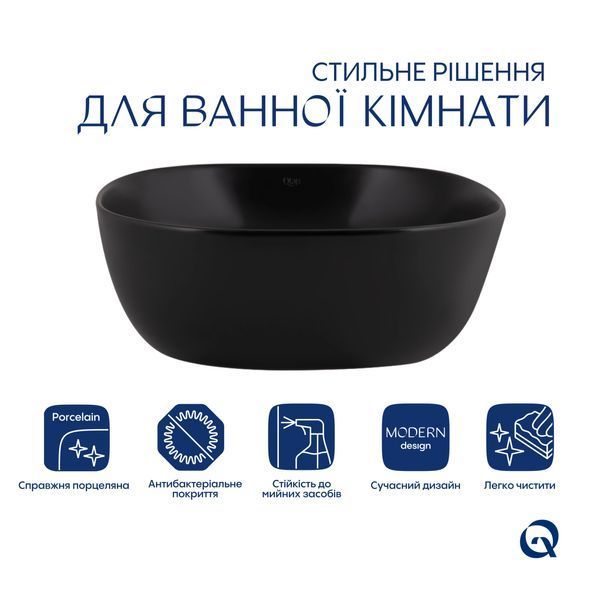 Раковина-чаша Qtap Kolibri 400x400x140 Matt black QT10112144MBMBN SD00052883 фото