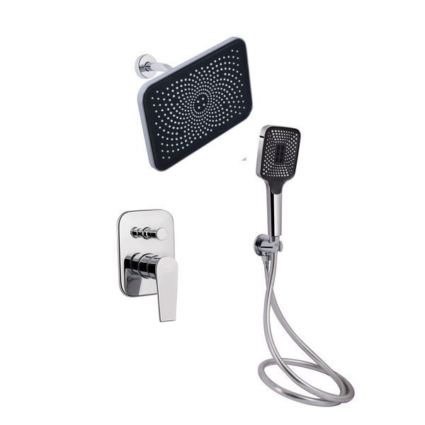 Комплект для душу Qtap Stenava Chrome: Змішувач QTST6245102DC + Лійки (QTRUC125CRM45954,QTHLA107CRM45784) + Шланг QTHADPVC200C + QTCRMBH130 SD00053671 фото