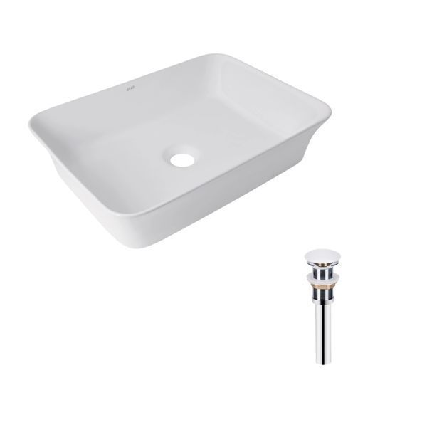 Комплект Qtap Virgo: Раковина накладная прямоугольная 490х350х110 мм White + Донный клапан PU02 SD00053429 фото