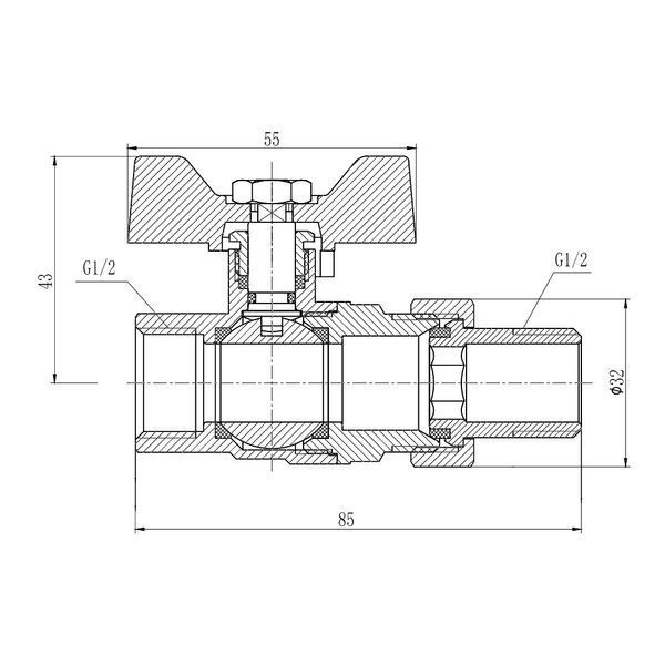 Кран кульовий "Американка" Thermo Alliance Forte 1/2" прямий SF220W15 SD00017967 фото