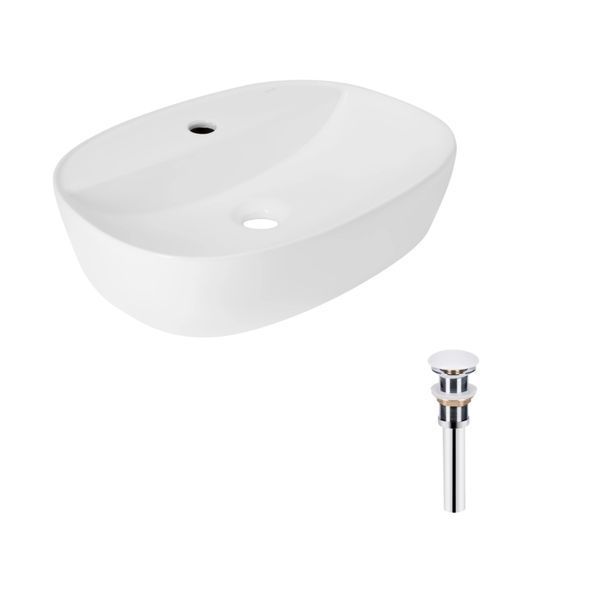 Комплект Qtap Scorpio: Раковина накладна овальна 500x380x120 мм White + Донний клапан PU02 SD00053437 фото