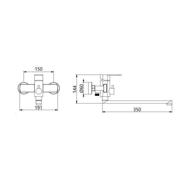 Смеситель для ванны Lidz Luna 005 (c душевым гарнитуром) (k35) LDLUN005NKS46093 Nickel SD00052217 фото