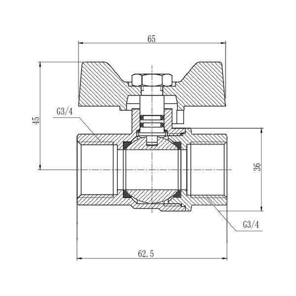 Кран кульовий Thermo Alliance Forte 3/4" ВР для газа (метелик) SF602G20 SD00010568 фото