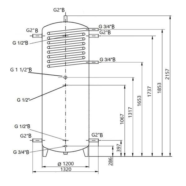 Теплоаккумулятор Thermo Alliance TAI-10 2000 с теплообменником 1,4 кв. м без изоляции SD00046649 фото