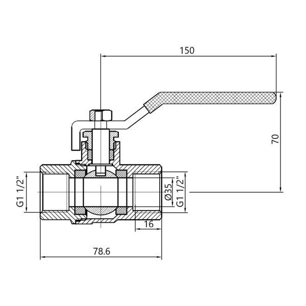 Кран шаровой SD Plus 1" 1/2 ВР для газа (рычаг) SD600NG40PN40 SD00021345 фото