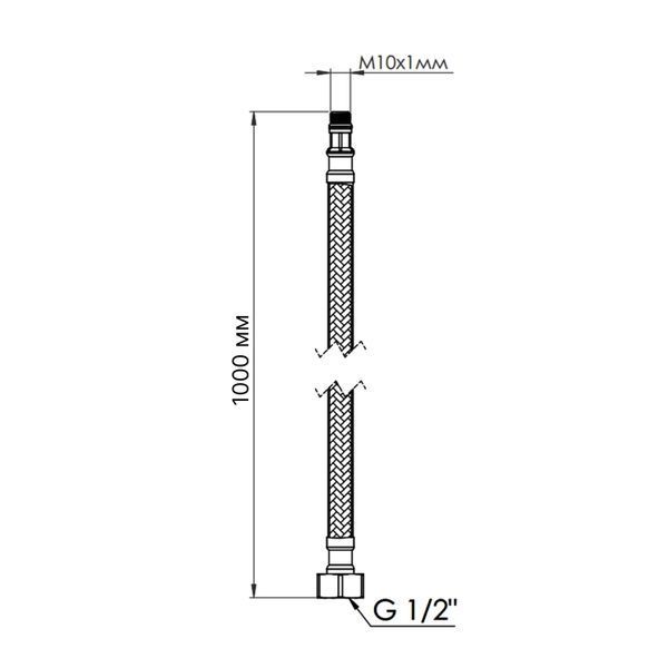 Шланг для підключення змішувача Thermo Alliance Standart (пара) 100 см NYLON M10x1/2"В TAS386W100 SD00053003 фото