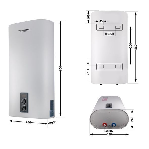 Водонагреватель электрический Thermo Alliance 30 л плоский вертикальный, сухой ТЭН 2 кВт (0,8+1,2) DT30V20G(PD)-D/2 SD00046725 фото