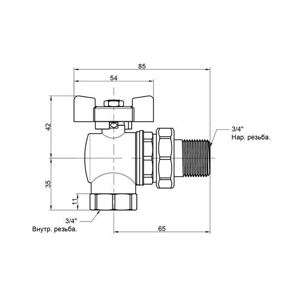 Кран кульовий Icma FAR. ROSSA 3/4" кутовий №361 SD00042358 фото