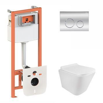 Готове рішення Qtap для ванної кімнати: підвісний унітаз Tern Rimless 490x340x350 + комплект інсталяції Nest 4 в 1 (кругла клавіша Chrome) SD00043022 фото