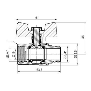Кран кульовий Thermo Alliance Base 3/4" ВЗ для газу (метелик) SD607G20 SD00002832 фото