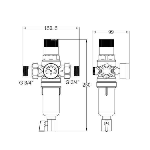 Фильтр самопромывной Thermo Alliance Forte 3/4" с редуктором для горячей воды SF128W20H SD00054156 фото