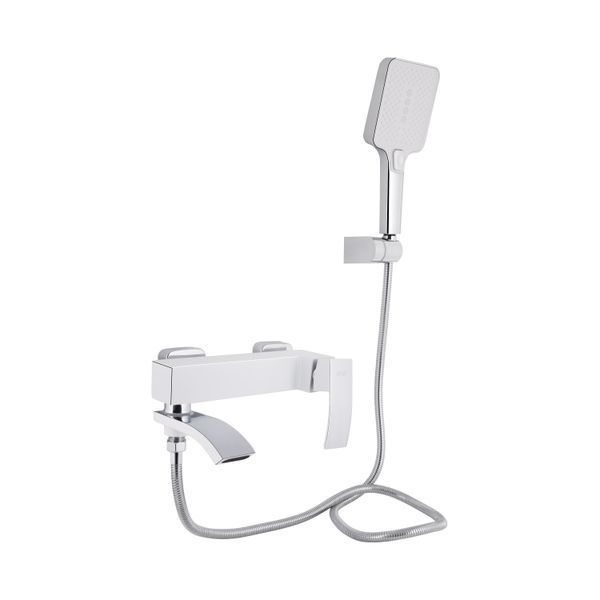 Змішувач для ванни Qtap Swan Cascada з поворотним виливом (з душовим гарнітуром) QTSWA260CRW45569 Chrome/White SD00051693 фото