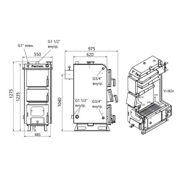 Котел твердопаливний сталевий Thermo Alliance Ferrum V 5.0 FSF 20 SD00054012 фото