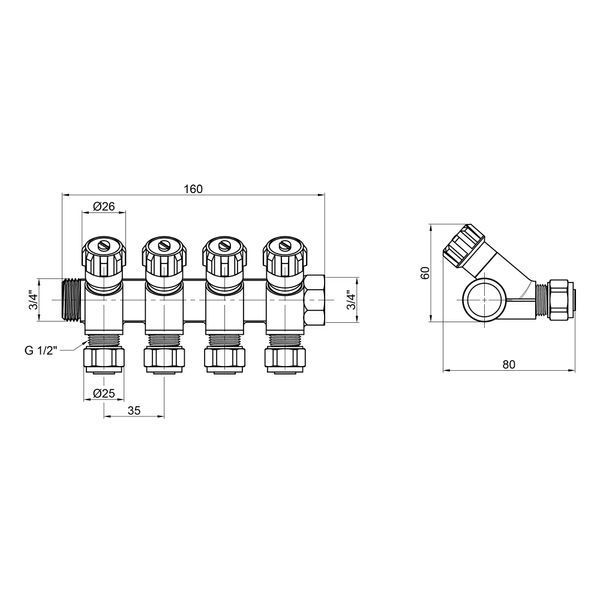 Колектор SD Plus 3/4" 4 виходи SD230W4 SD00005186 фото