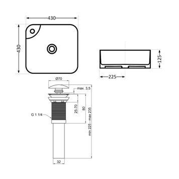 Комплект Qtap Stork: Раковина накладна квадратна 430x430x125 мм White + Донний клапан PU02 SD00053442 фото