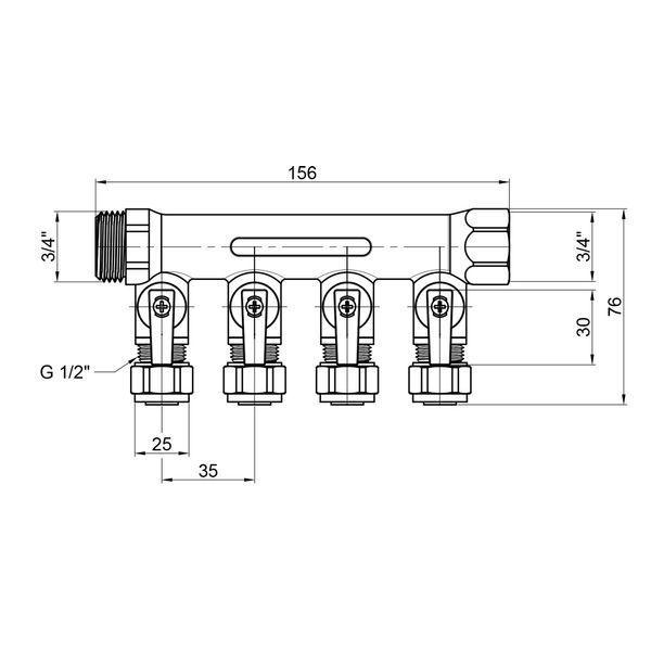 Колектор Thermo Alliance Standart 3/4" 4 виходи SD231W4 SD00005187 фото