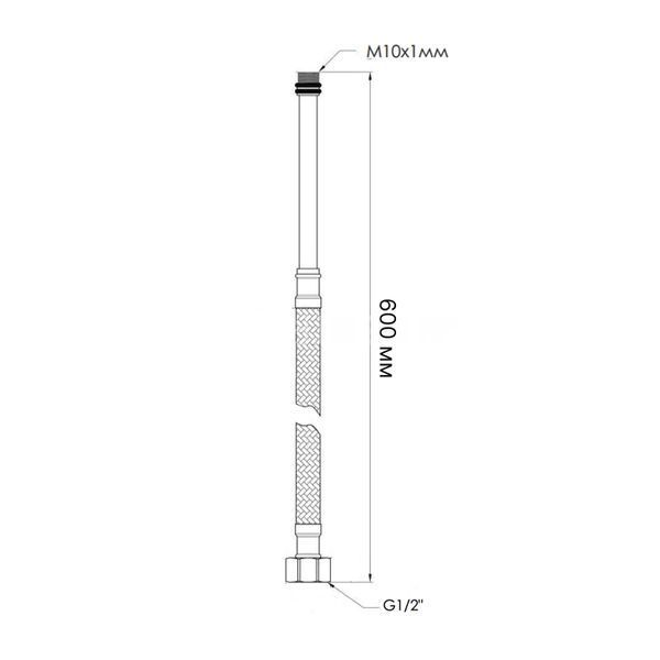 Шланг для підключення змішувача Thermo Alliance Standart (пара) 60 см NYLON M10x1/2"В довга ігла TAS386W60L SD00053000 фото