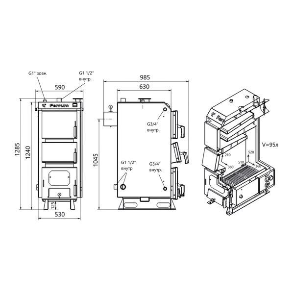 Котел твердотопливный стальной Thermo Alliance Ferrum V 5.0 FSF 26 SD00054013 фото