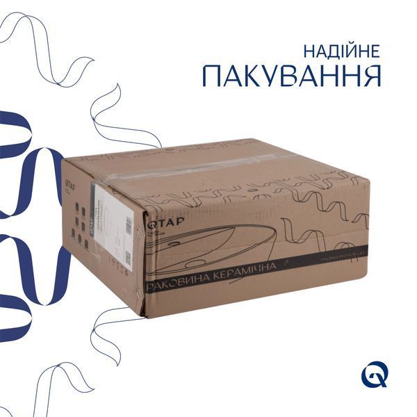 Комплект Qtap Owl: Раковина накладная круглая 400х400х155 мм White + Донный клапан PU02 SD00053443 фото